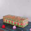 Vintage hand painted wooden long box